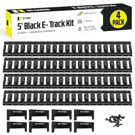 Dc Cargo 5' Long E-Track Powder Coated Rails with End Caps and Installation 5HETPKIT001